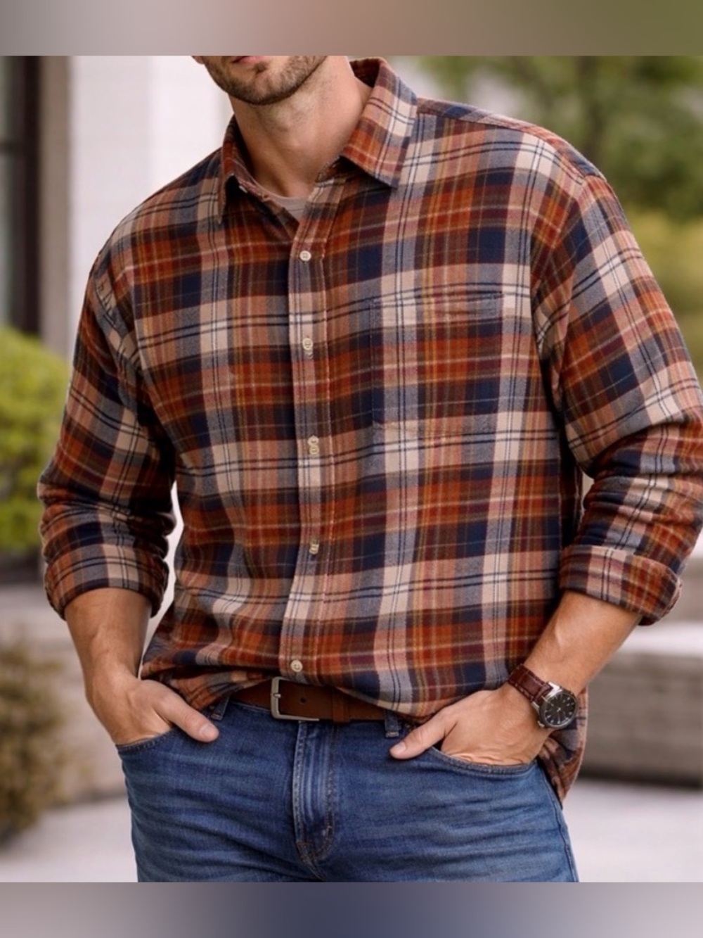 Red Head Flannel Plaid Shirt 2XLT Cotton Outdoor Hunting Button Up(A468)✨
